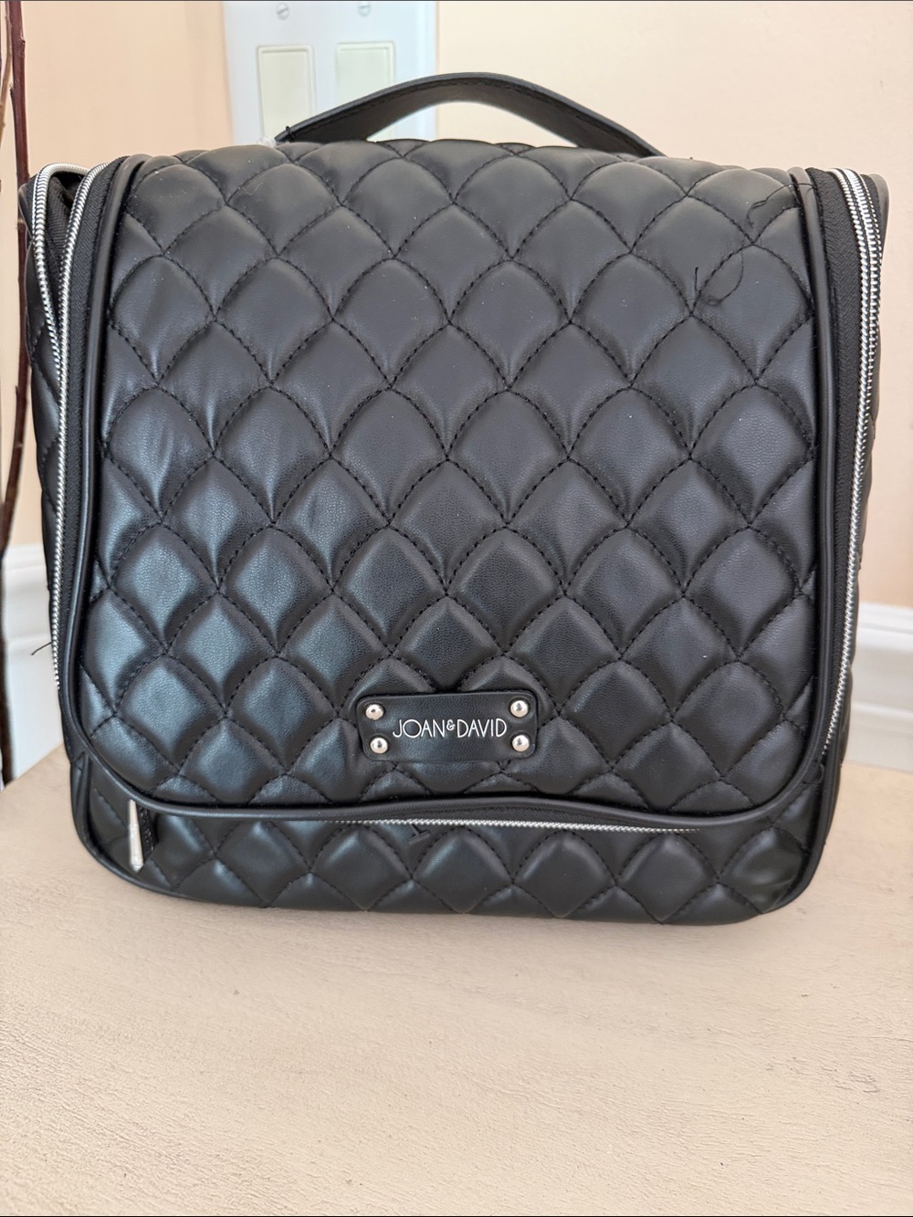 Joan & David Quilted Black Cosmetic Travel Case